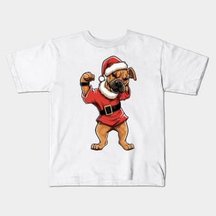 Cartoon Christmas Boxer Dog Dancing Kids T-Shirt